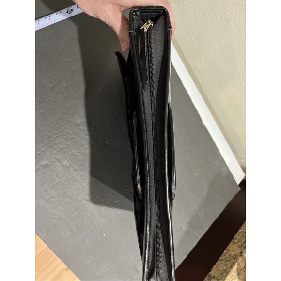 Leather Briefcase 7 Ring Binder Attaché Hide Away Handles Zip Portfolio Black - Picture 6 of 16